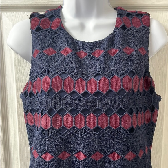 Calvin Klein Navy and Burgundy Sleeveless Dress - Picture 2 of 6